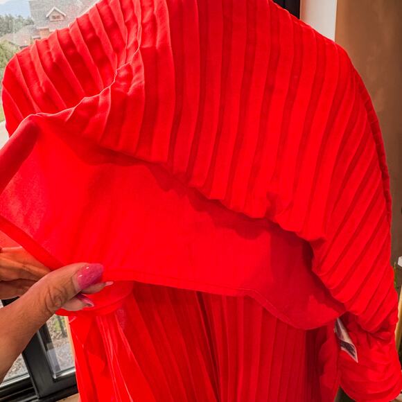 Banana Republic Poppy Red Pleated Maxi Dress-Adjustable Straps-Double Lined-SZ 8 - Picture 7 of 13